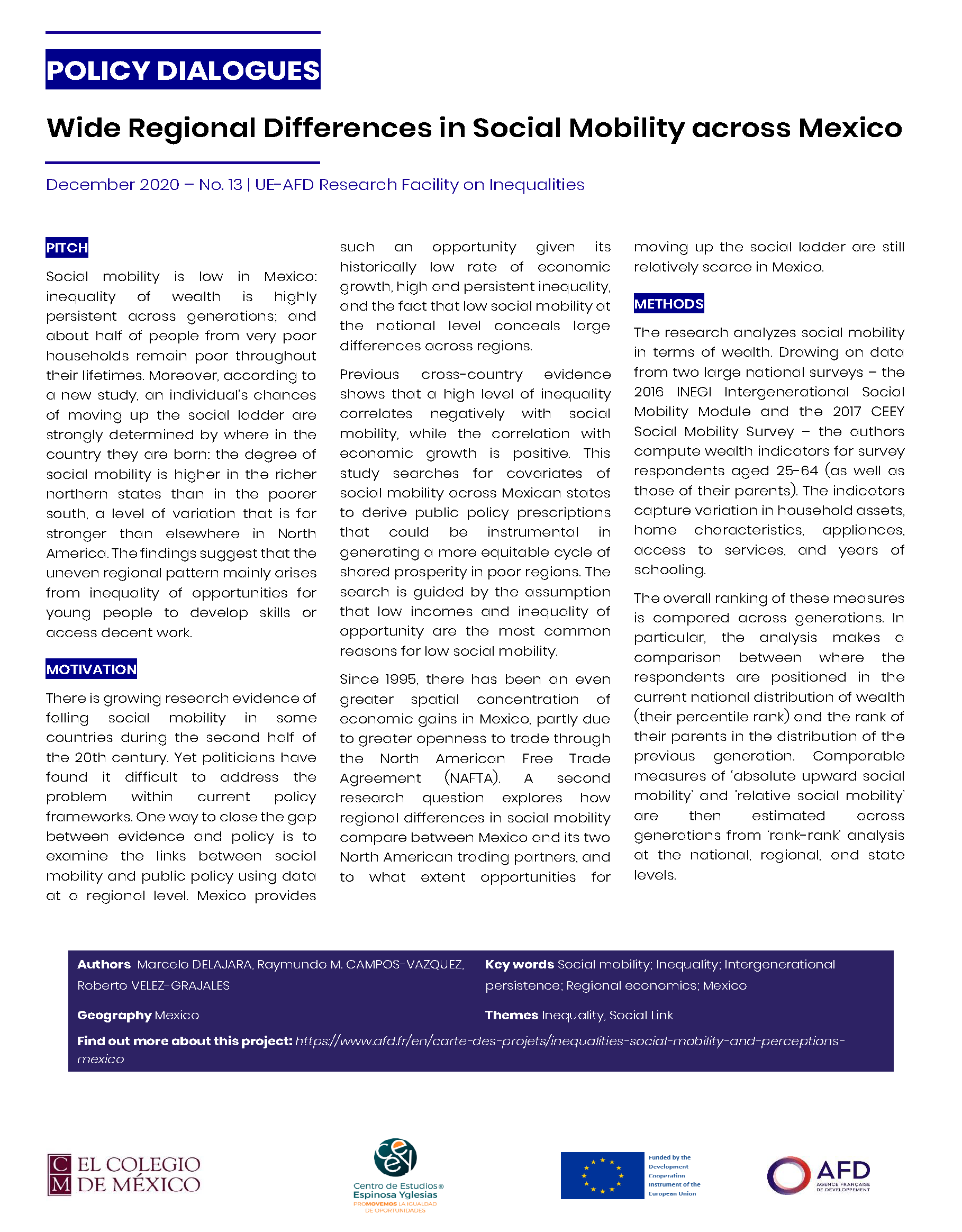 Policy Dialogues on wide Regional Differences in Social Mobility across Mexico