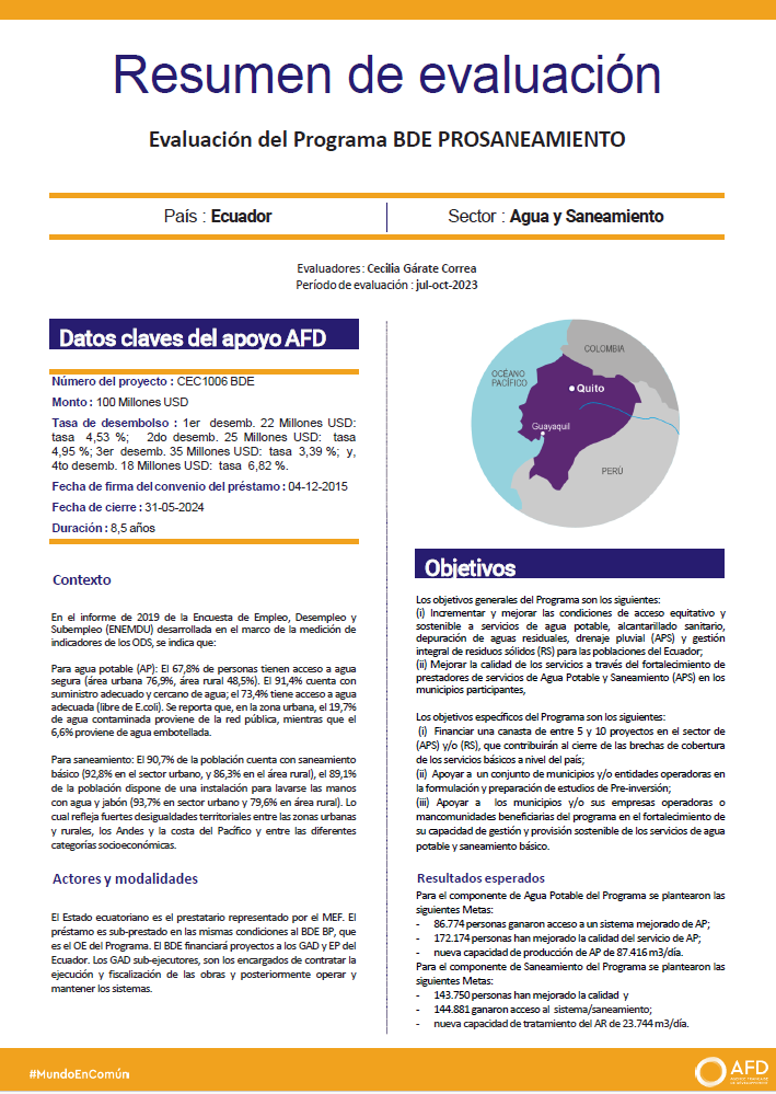 Evaluación del Programa BDE Ecuador afd